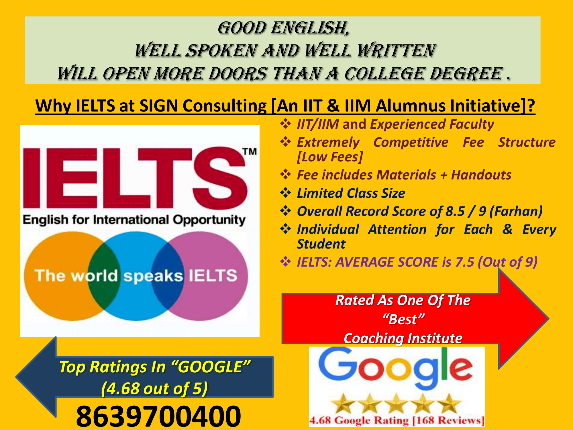 IELTS Best Corporate Training Speed Maths Career Counselling